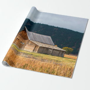 Rustic log barn in Grand Teton National Park, Wyom Wrapping Paper