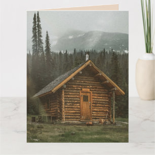 RUSTIC LOG CABIN BIRTHDAY GREETING CARD