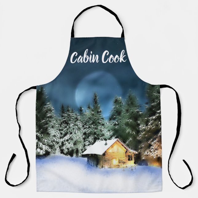 Rustic Log Cabin Full Moon Apron (Front)