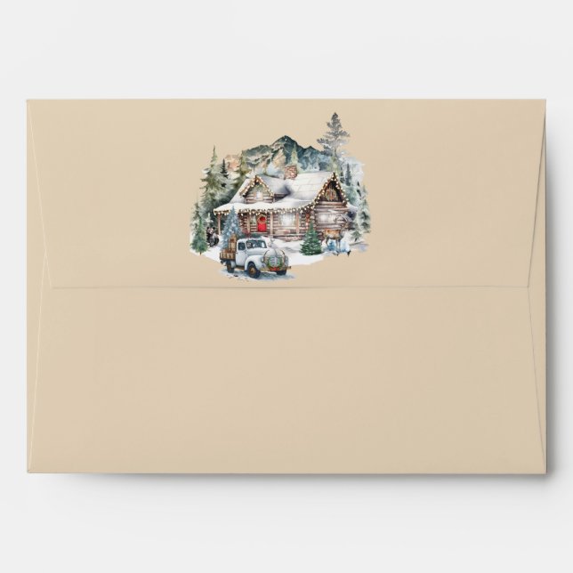 Rustic Log Cabin in the Mountains Holiday Envelope (Back (Top Flap))