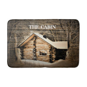Rustic Log Cabin In The Wilderness Bath Mat