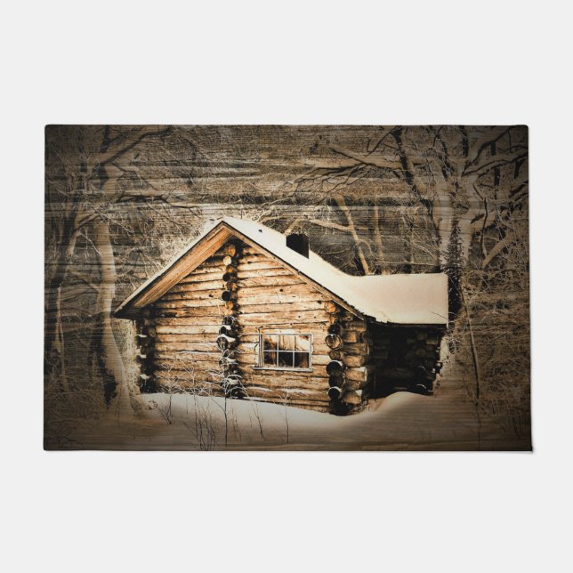 Rustic Log Cabin In The Wilderness Doormat (Front)