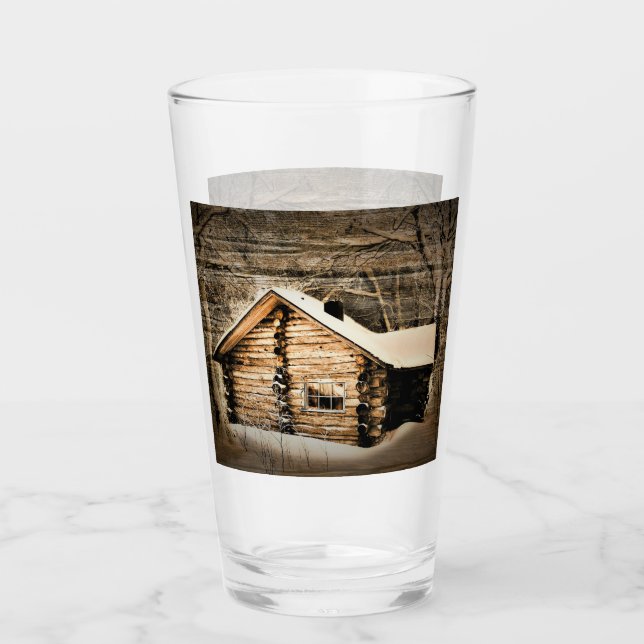 Rustic Log Cabin In The Wilderness Glass (Front)