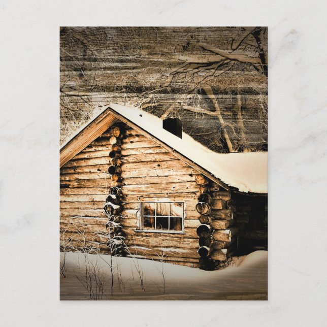 Rustic Log Cabin In The Wilderness Invitation Postcard (Front)