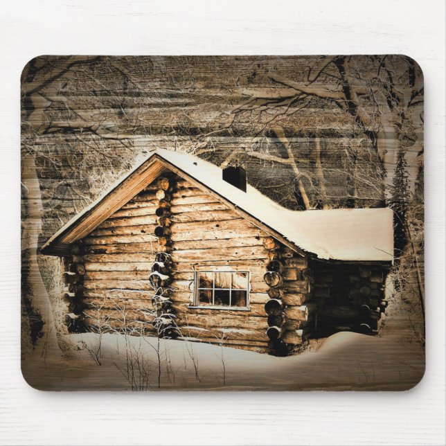 Rustic Log Cabin In The Wilderness Mouse Pad (Front)