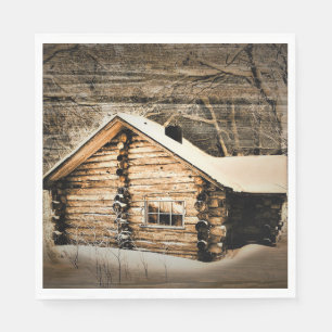 Rustic Log Cabin In The Wilderness Napkin