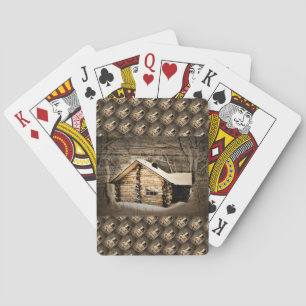 Rustic Log Cabin In The Wilderness Playing Cards