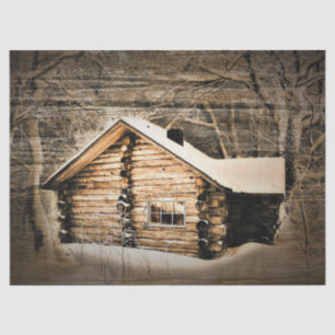 Rustic Log Cabin In The Wilderness Tissue Paper
