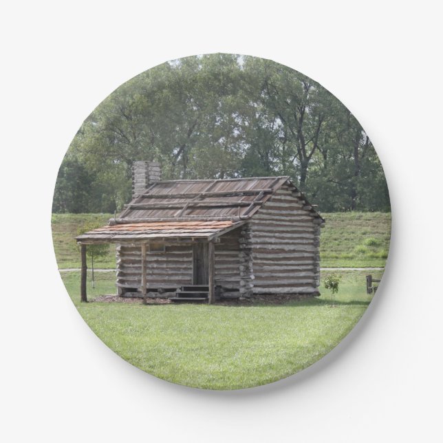 Rustic Log Cabin Photo Paper Plate (Front)