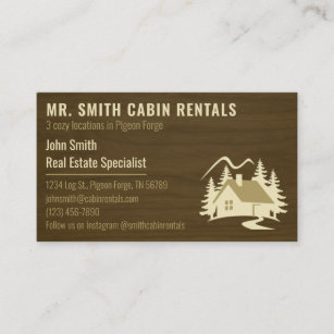 Rustic Log Cabin Rental Business Card