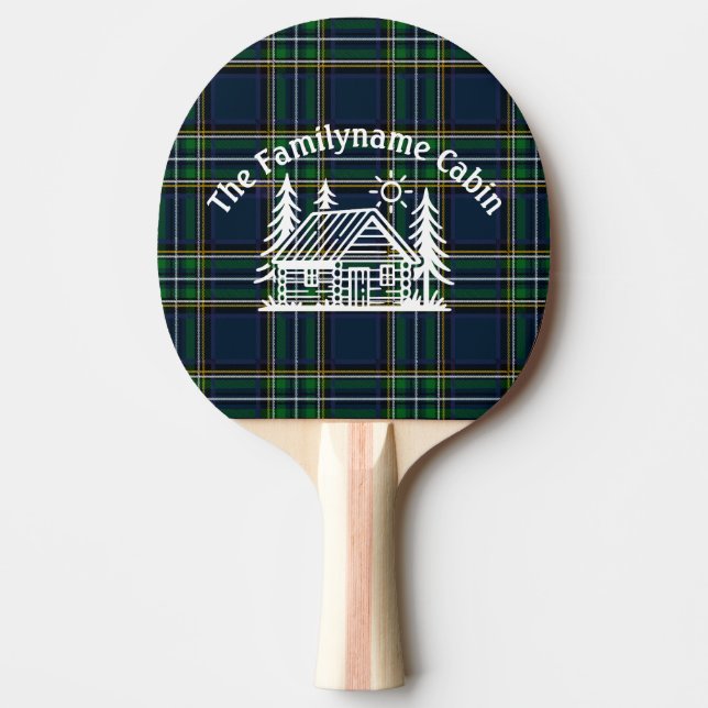 Rustic Log Cabin Table Tennis Paddle (Front)