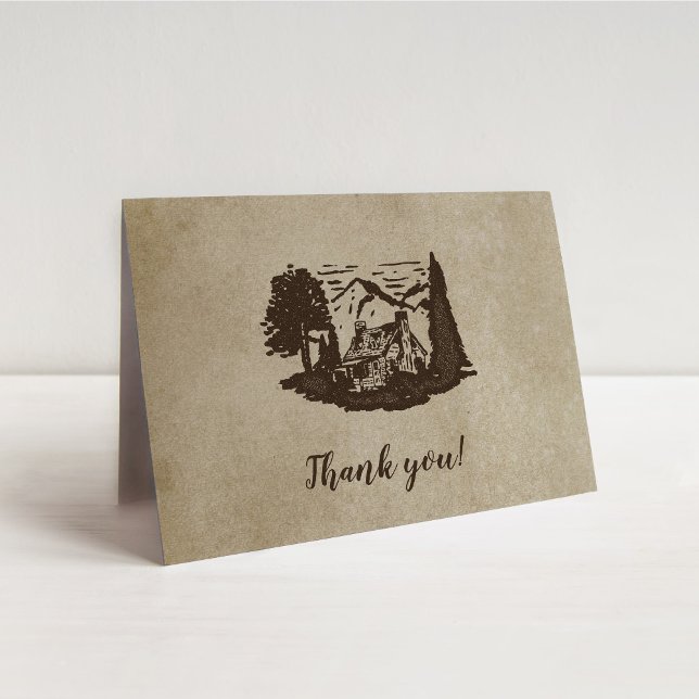 Rustic Log Cabin Wedding Thank You Note Note Card (Creator Uploaded)