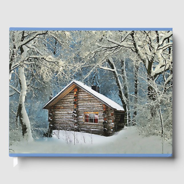 Rustic Log Cabin Winter Magic Guest Book (Front)