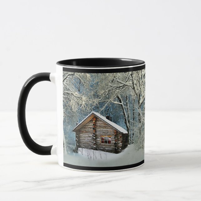 Rustic Log Cabin Winter Magic Mug (Left)