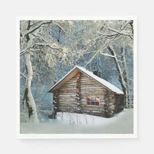 Rustic Log Cabin Winter Magic Napkin