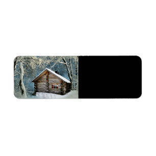 Rustic Log Cabin Winter Magic Return Address Label