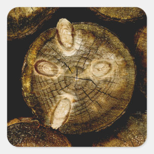 Rustic Log Roll Square Sticker