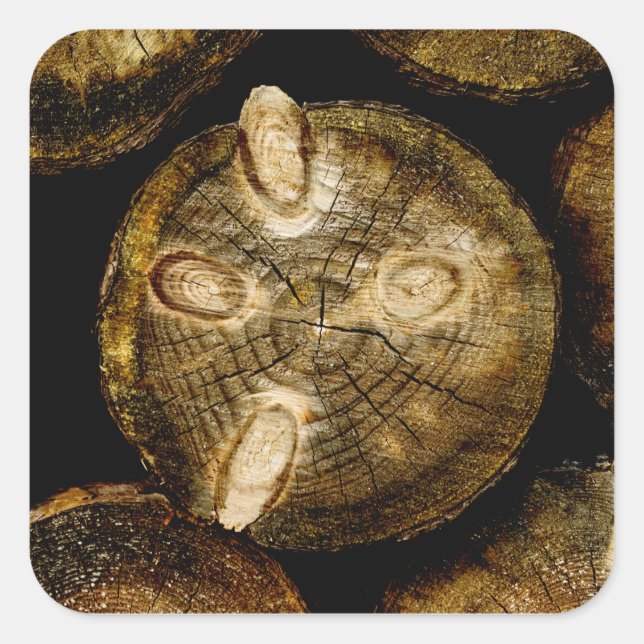 Rustic Log Roll Square Sticker (Front)