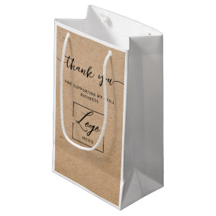 Rustic logo Kraft Handmade with love thank you Small Gift Bag