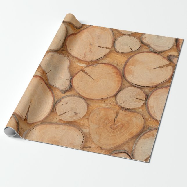 Rustic Logs Wrapping Paper (Unrolled)