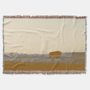 Rustic Lone Buffalo Photo From The Badlands Throw Blanket
