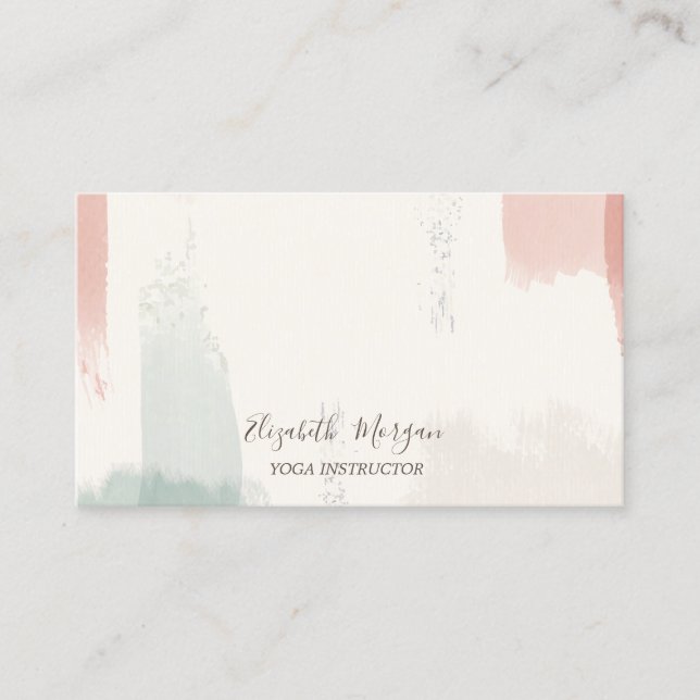 Rustic,Lotus,Confetti Watercolor Brush Stroke Business Card (Front)