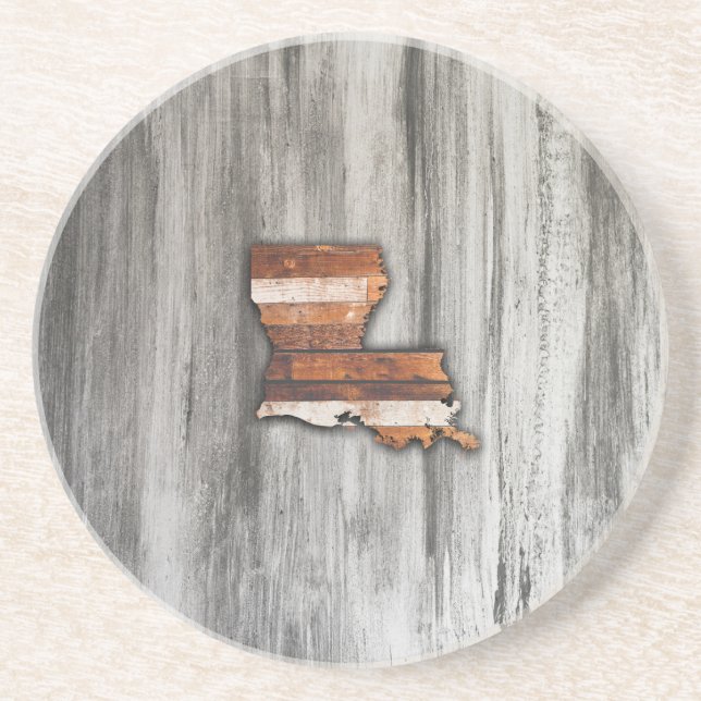 Rustic Louisiana Shape Coaster (Front)