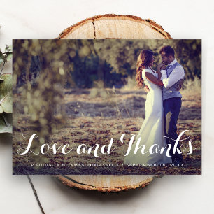 Rustic LOVE and THANKS Wedding Photo Thank You Card