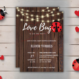 Rustic Love Bug Baby Shower Invitation