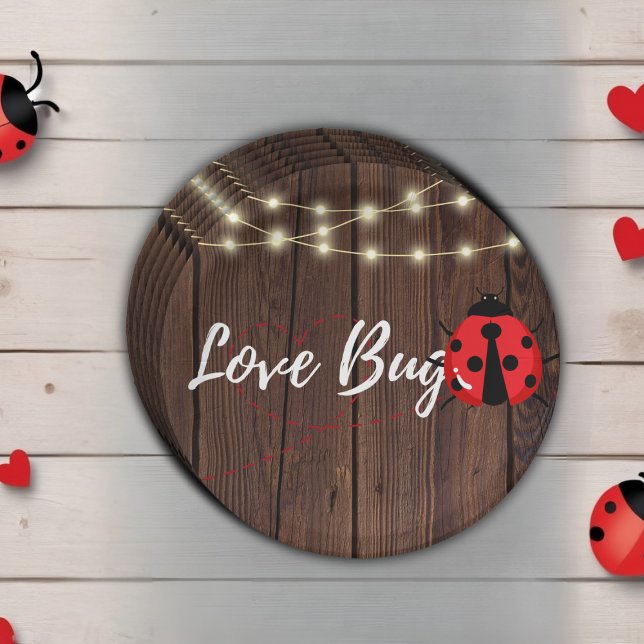 Rustic Love Bug Baby Shower Paper Plate (Creator Uploaded)