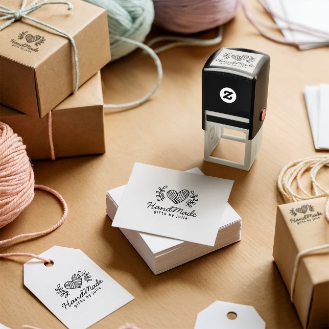 Rustic Love Heart Handmade Logo Business Packaging Self-inking Stamp (Rustic Love Heart Handmade Logo Business Packaging)