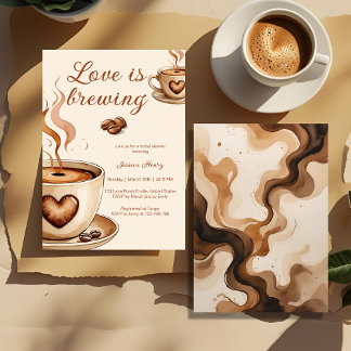 Rustic Love is brewing coffee Bridal Shower Invitation