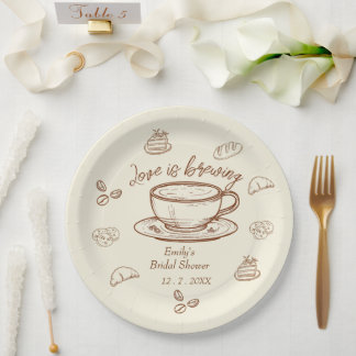 Rustic Love is Brewing Coffee Bridal Shower Paper Plate