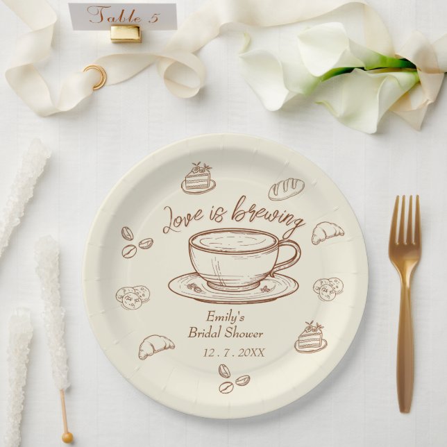 Rustic Love is Brewing Coffee Bridal Shower Paper Plate (Wedding)