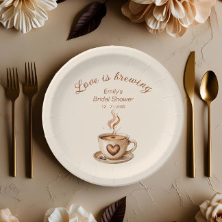Rustic Love is Brewing Coffee Bridal Shower Paper Plate