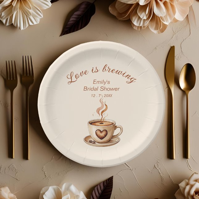 Rustic Love is Brewing Coffee Bridal Shower Paper Plate (Creator Uploaded)