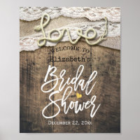 Rustic Love Rope Burlap Lace Bridal Shower Welcome