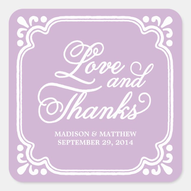 Rustic Love & Thanks | Wedding Favour Labels (Front)