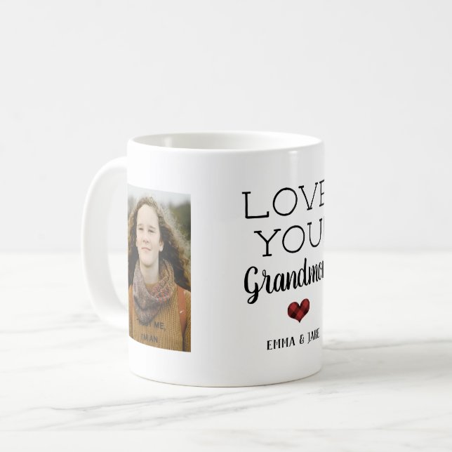 Rustic Love You Grandmom Custom Photo Mug (Front Left)