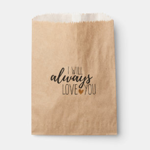 Rustic Love You Quote Wedding  Bridal Shower Favour Bag