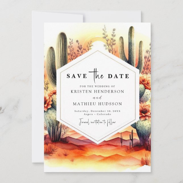 Rustic Lovely Cactus Wedding Save The Date (Front)