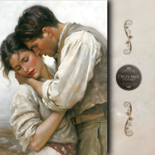 Rustic Lovers Tender Embrace Decoupage Tissue Paper