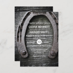Rustic Lucky Charm Horseshoe Wedding Card