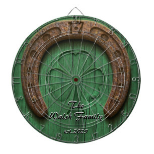 Rustic Lucky Horse Shoe Irish Family Custom Dartboard