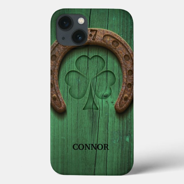 Rustic Lucky Horse Shoe Irish Personalised Case-Mate iPhone Case (Back)
