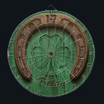 Rustic Lucky Horse Shoe Irish Personalized  Dartboard<br><div class="desc">Personalize it with your name in a two-color tone.</div>
