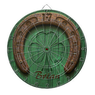 Rustic Lucky Horse Shoe Irish Personalized Dartboard