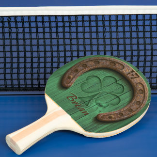 Rustic Lucky Horse Shoe Irish Personalized Ping Pong Paddle