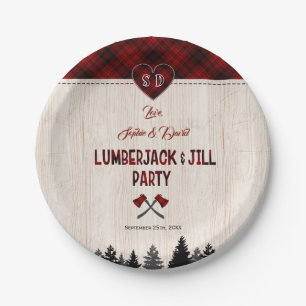Rustic LumberJack and Jill Wedding Couple Shower Paper Plate