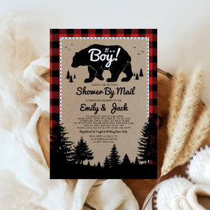 Rustic Lumberjack Baby Shower By Mail Invitation